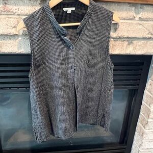 Eileen Fisher Sleeveless Textured Button-Front Top in Charcoal